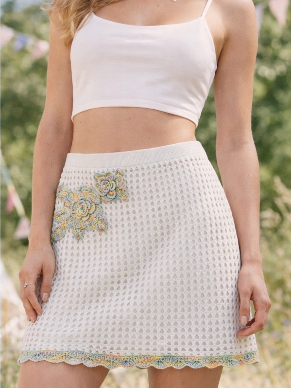 Abercrombie & Fitch Crochet Two-Piece Crop Top and Skirt Set size SM - Picture 7 of 8